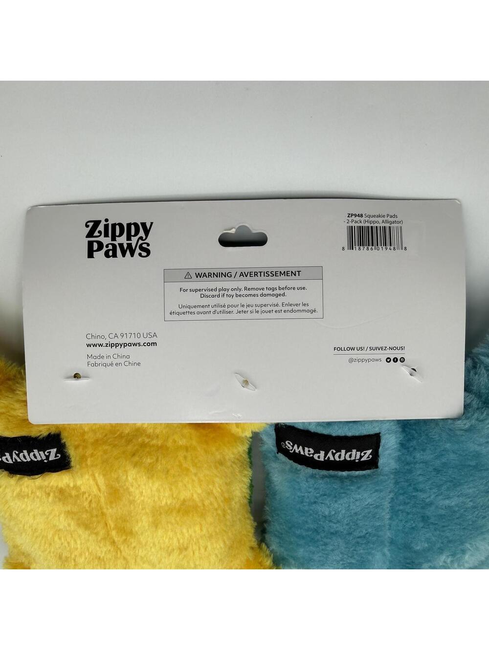 ZippyPaws Squeakie Pads 2 Pack Hippo and Alligator Squeaky Dog Toys Zippy Paws - Picture 5 of 6